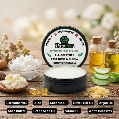 Dog Paw Balm - Lick Safe, Protects Moisturizes Heals Dry Cracked Paws, Nose & Elbows