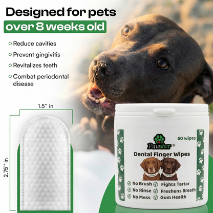 Dog Teeth Cleaning Wipes, Natural Coconut Oil & Aloe, No-Rinse Dental Finger Wipes