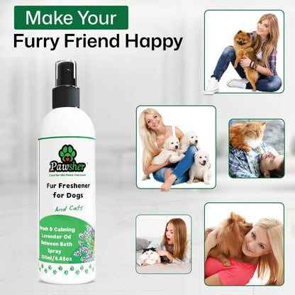 Pawsher fur freshener keeps dogs, cats, puppies and kittens happy and fresh — safe for the whole multi-pet household