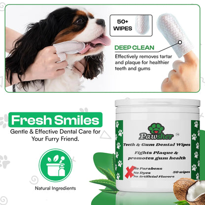 Dog Essentials Starter Kit - Pet Wipes, Paw Balm, Dental Teeth Cleaning Wipes & Poop Bags Set - Pawsher